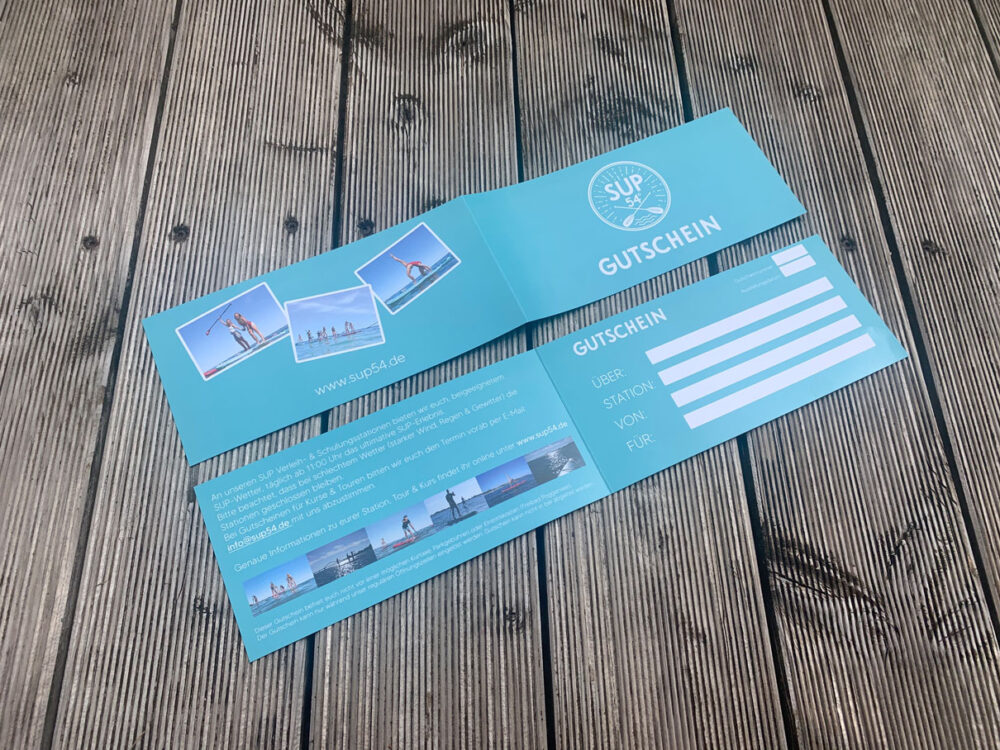 SUP Gutschein Stand Up Paddling GeschenkKarte für Geburtstag